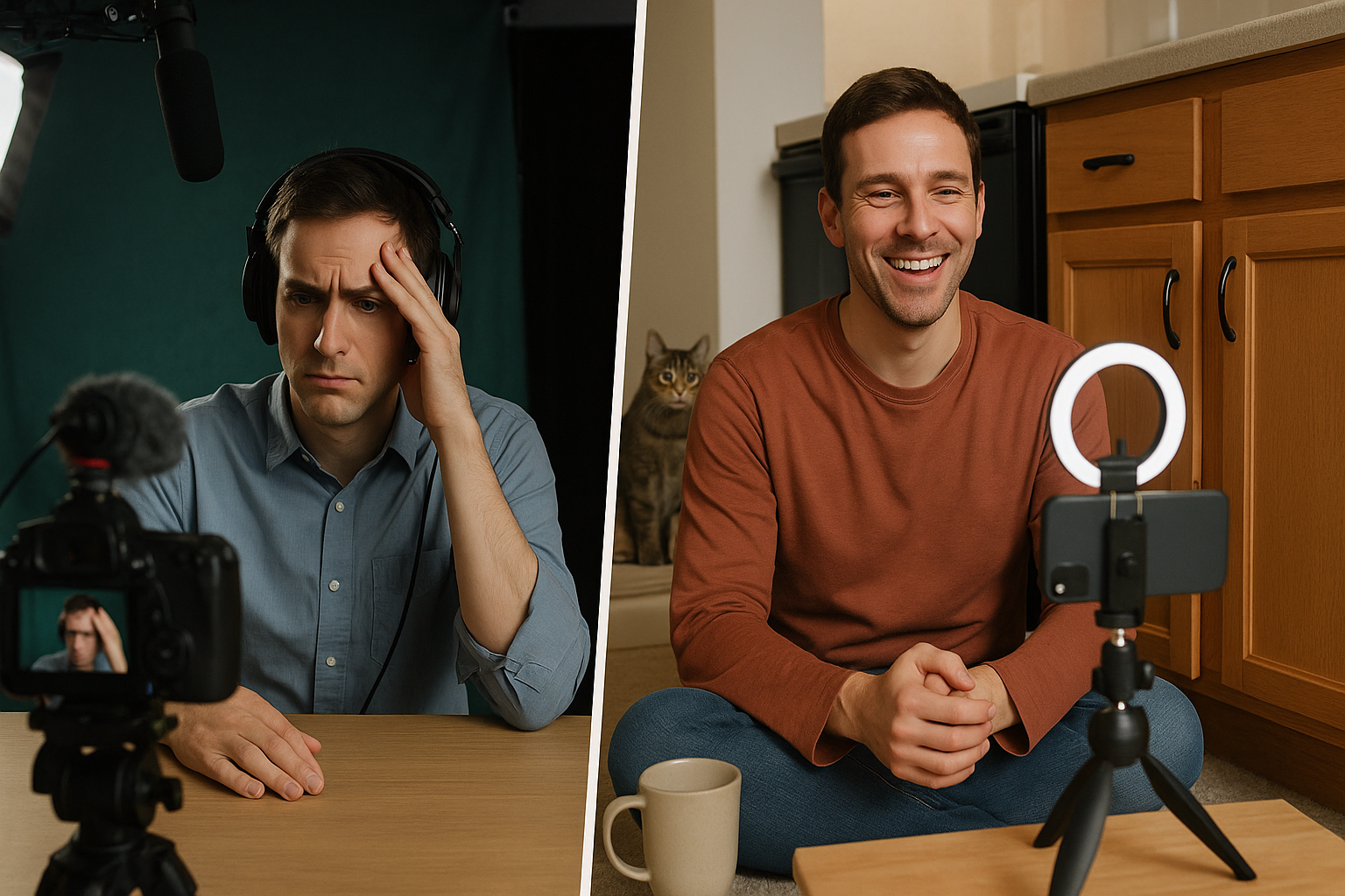 Business owner filming authentic video marketing content